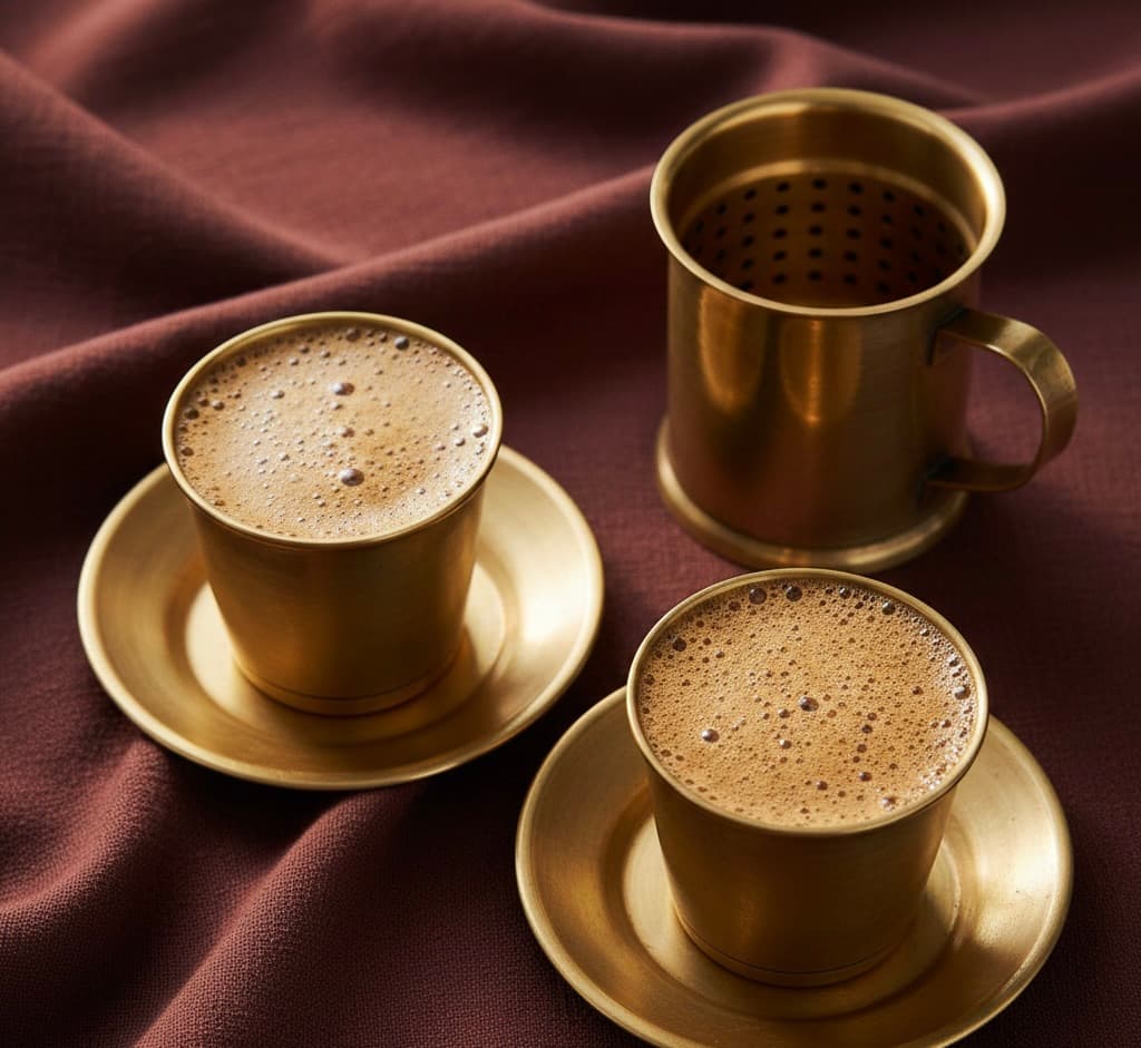 Traditional coffee brewing setup