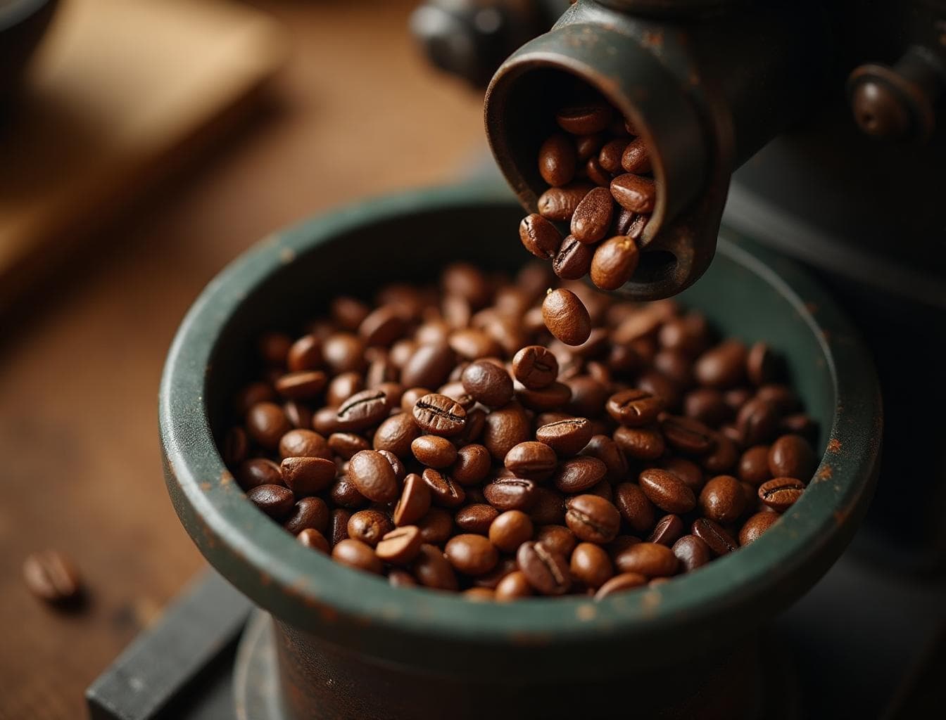 Coffee beans being ground