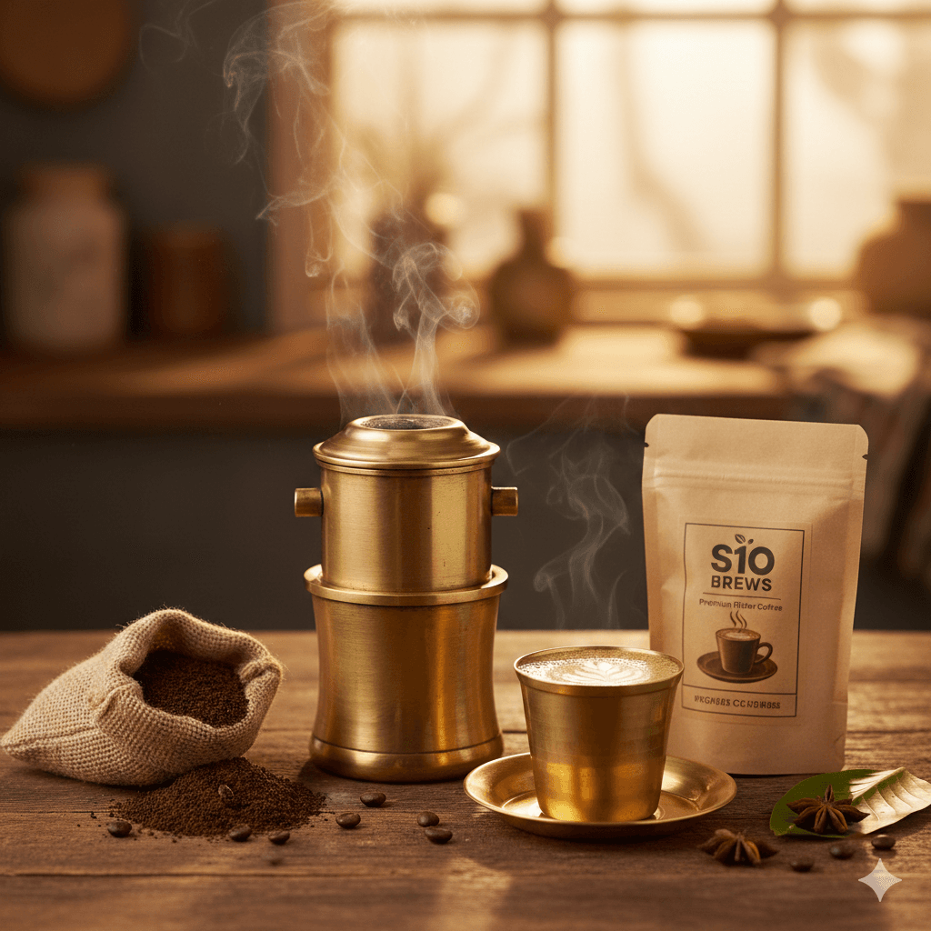 Brass filter coffee maker