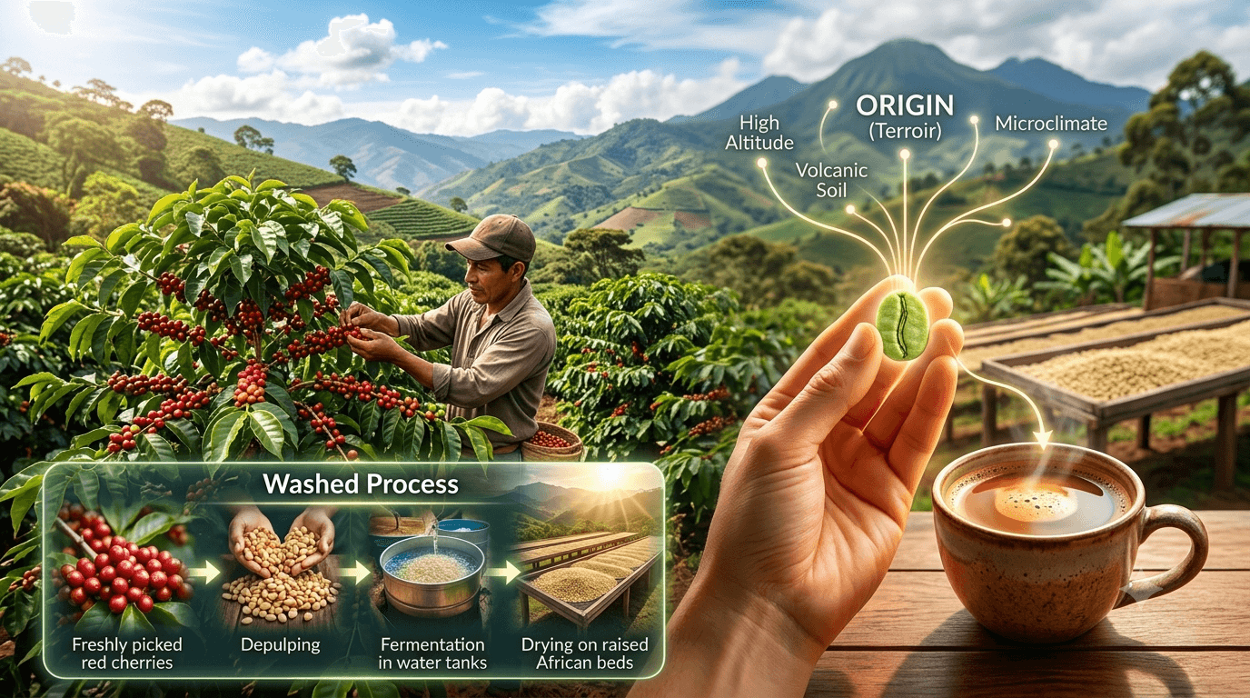 Why "Washed" Process Coffee Highlights Origin Rather Than Processing