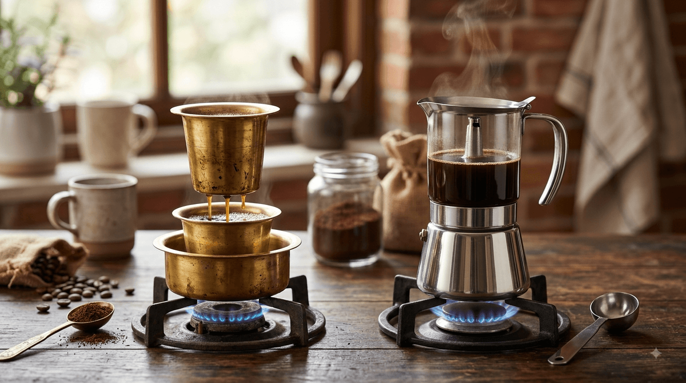 Stovetop Filter Coffee Maker: Brass vs Stainless Steel